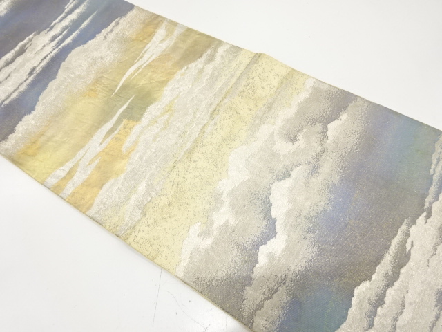 JAPANESE KIMONO / ANTIQUE FUKURO OBI / SILK / WOVEN MOUNTAIN & MIST